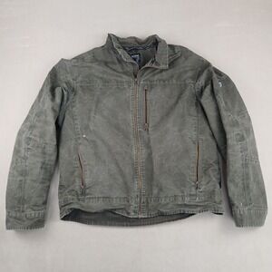 Kuhl Patina Dye XXL Mens Jacket Olive Green Blanket Lined Full Zip Cotton 25x26